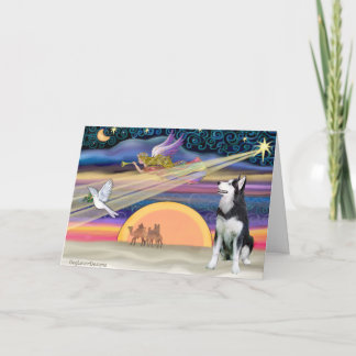 Cartão De Festividades Estrela de Natal - Husky Siberiano 1