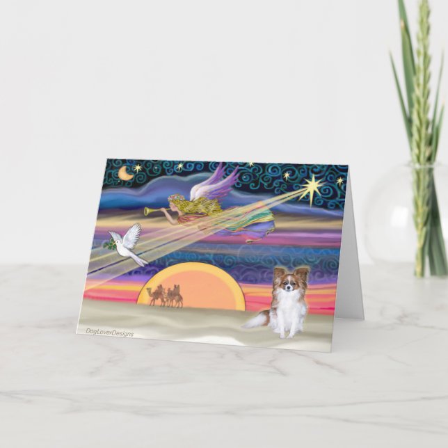 Cartão De Festividades Estrela de Natal - Papillon (Red Sable) - (Frente)