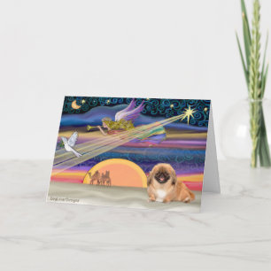 Cartão De Festividades Estrela de Natal - Pekingese #1(vermelha)