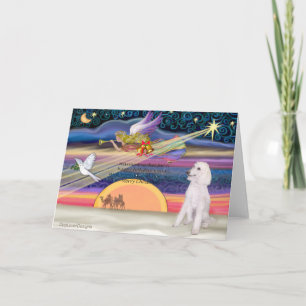 Cartão De Festividades Estrela de Natal - Poodle (Padrão Branco) -