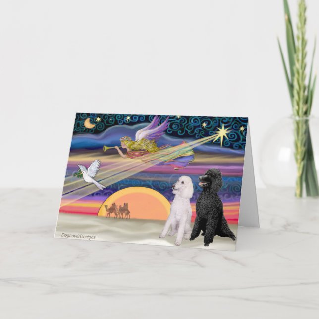 Cartão De Festividades Estrela de Natal - Poodles (dois Padrão) - (Frente)