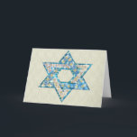 Cartão De Festividades Estrela decorada com gem de David<br><div class="desc">Arte desenhada para se assemelhar a joias e faíscas enchem a forma da Estrela de David para fazer deste presente um presente muito especial para si mesmo ou amigos e família este Chanucá.</div>