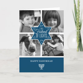 Cartão De Festividades Estrela Decorativa da Tipografia Azul de David Han