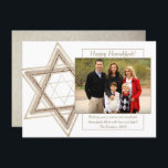 Cartão De Festividades Estrela Dourada do Hanukkah Sepia Moderna de David<br><div class="desc">Bar clássico mínimo de ouro/Bat Mitzvah e Estrela moderna de Hanukkah de David contra um fundo sólido cria um design elegante e sofisticado. Para obter outros produtos de coordenação ou correspondência,  visite justFharryn em Zazzle.com ou entre em contato com o designer,  c/o Fharryn@yahoo.com Todos os direitos reservados. #zazzlemade #christmasdecor</div>