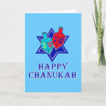 Cartão De Festividades Estrela & Dreidel<br><div class="desc">Um Chanukah feliz a tudo com esta estrela judaica e aos pares de dreidels.</div>