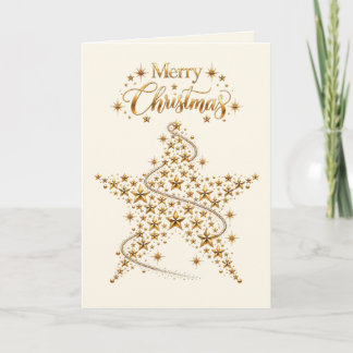 Cartão De Festividades Estrela Feliz Natal Brilhante Dourado