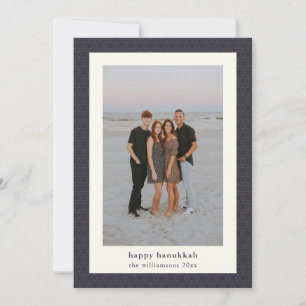 Cartão De Festividades Estrela Moderna de Hanukkah Foto Azul-Marinho Eleg