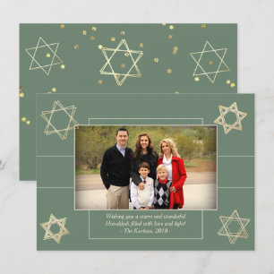 Cartão De Festividades Estrela Verde Moderna de Hanukkah Sage de David Fo
