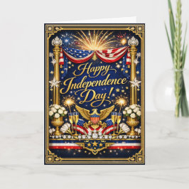 Cartão De Festividades Estrelado Patriótico Feliz Dia da Independência