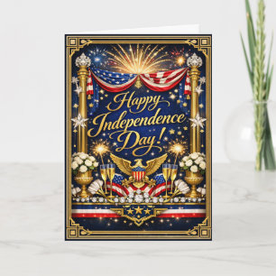 Cartão De Festividades Estrelado Patriótico Feliz Dia da Independência