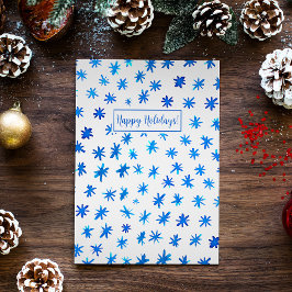 Cartão De Festividades Estrelas aquarela - azul