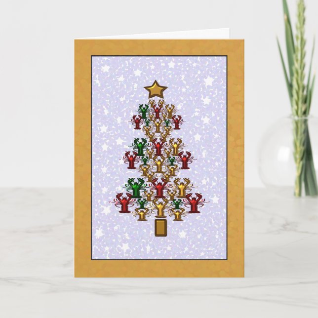 Cartão De Festividades Estrelas da árvore de Natal da lagosta dos (Frente)