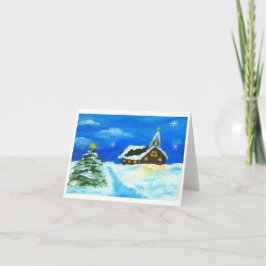 Cartão De Festividades Estrelas da neve da arte da paisagem da árvore de