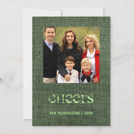 Cartão De Festividades Estrelas de Natal Foto da Família em Burlap