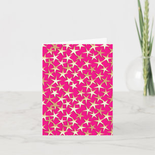 Cartão De Festividades Estrelas Douradas de cor-de-rosa fuchsia