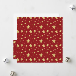 Cartão De Festividades Estrelas Douradas em Fundo Vermelho