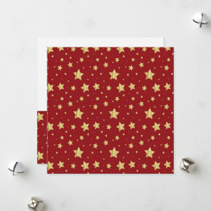 Cartão De Festividades Estrelas Douradas em Fundo Vermelho