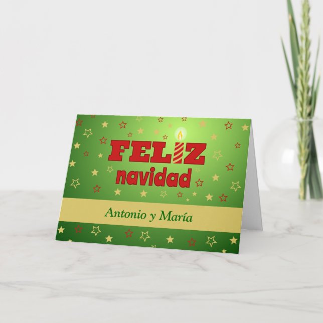 Cartão De Festividades Estrelas personalizadas Feliz navidad - espanhol (Frente)