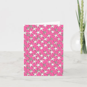 Cartão De Festividades Estrelas prateadas de rosa fuchsia