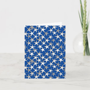 Cartão De Festividades Estrelas prateadas em azul cobalto
