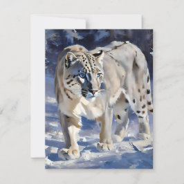 Cartão De Festividades Estudo B - Leopardo da Neve - Óleos