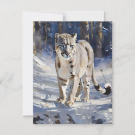 Cartão De Festividades Estudo C - Leopardo da Neve - Óleos