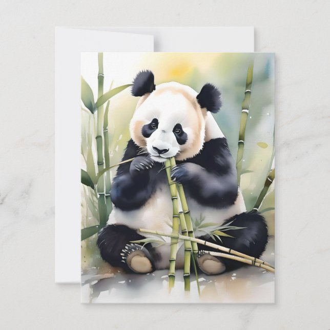 Cartão De Festividades Estudo D - Aquarelas do Urso Panda (Frente)