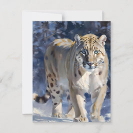 Cartão De Festividades Estudo D - Leopardo da Neve - Óleos