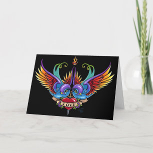 Cartão De Festividades Eternal Love Rainbow Swallow Tattoo Card
