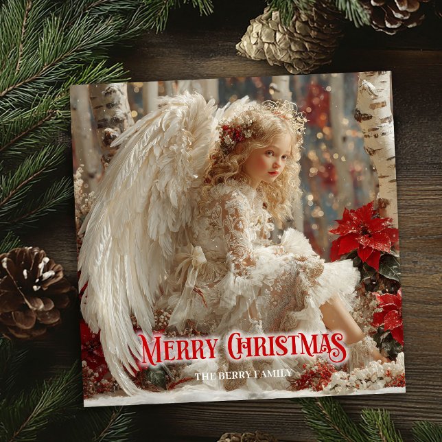 Cartão De Festividades Ethereal angelic angel red gold festive magical   (Ethereal angelic angel red gold festive magical card)