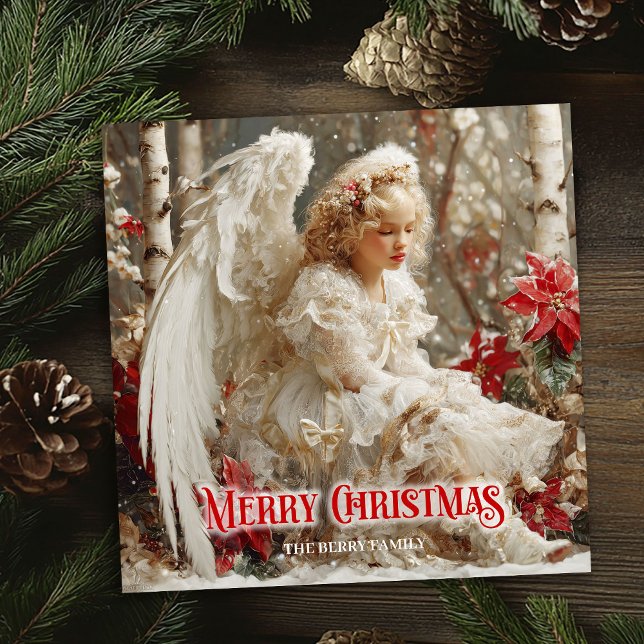 Cartão De Festividades Ethereal angelic angel red gold festive shining  (Ethereal angelic angel red gold festive shining card)