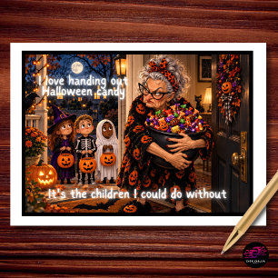 Cartão De Festividades Eu Adoro Distribuir Doces de Halloween
