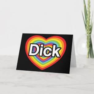 Cartão De Festividades Eu amo Dick. coração arco-íris