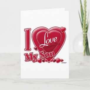 Cartão De Festividades Eu amo meu filho vermelho - tipo dentro de coração