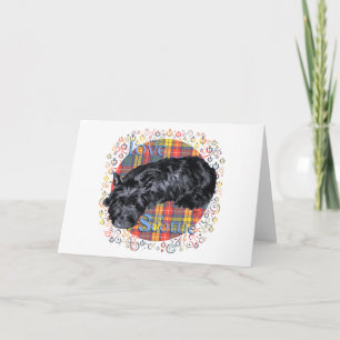 Cartão De Festividades Eu Amo Meu Scottie em Xadrez