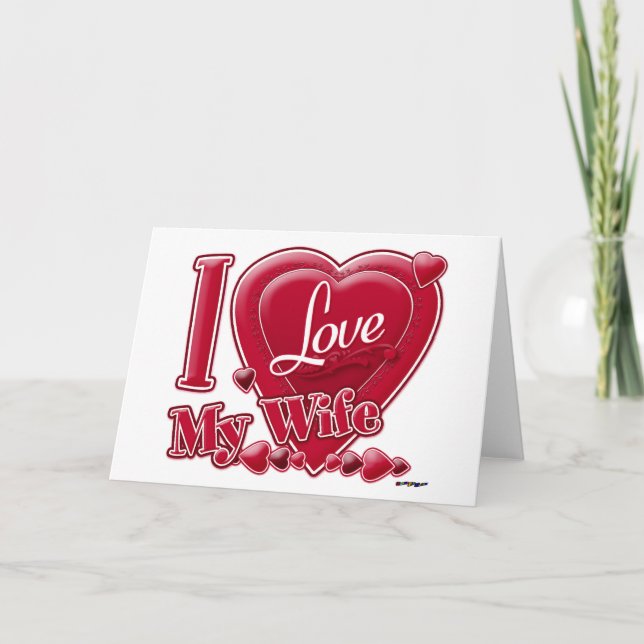 Cartão De Festividades Eu amo minha esposa vermelha - coração (Frente)