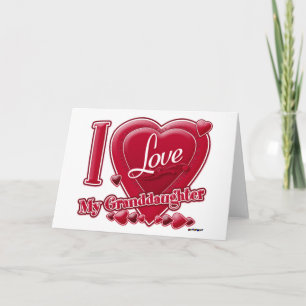 Cartão De Festividades Eu amo minha neta vermelha - coração