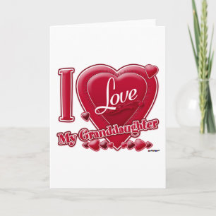 Cartão De Festividades Eu amo minha neta vermelha - coração