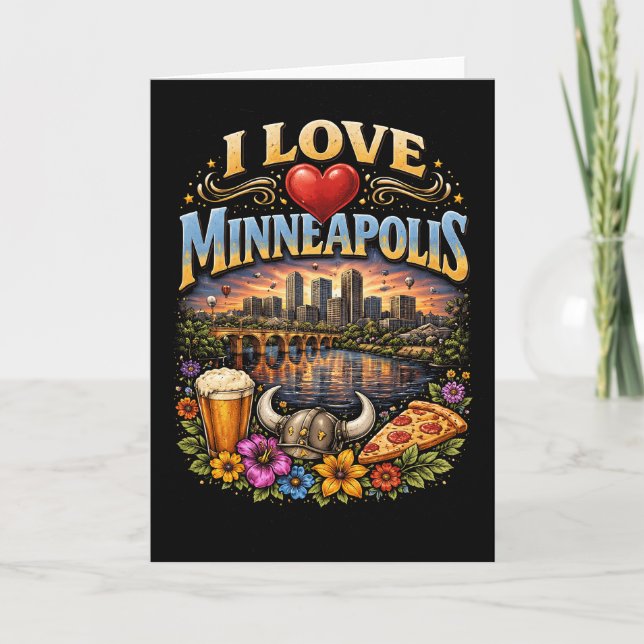 Cartão De Festividades Eu Amo Minneapolis (Frente)