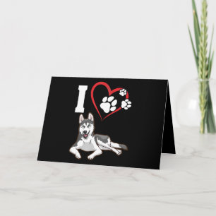 Cartão De Festividades Eu amo o meu cão husky siberiano Presente para