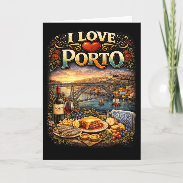 Cartão De Festividades Eu Amo Porto (Frente)