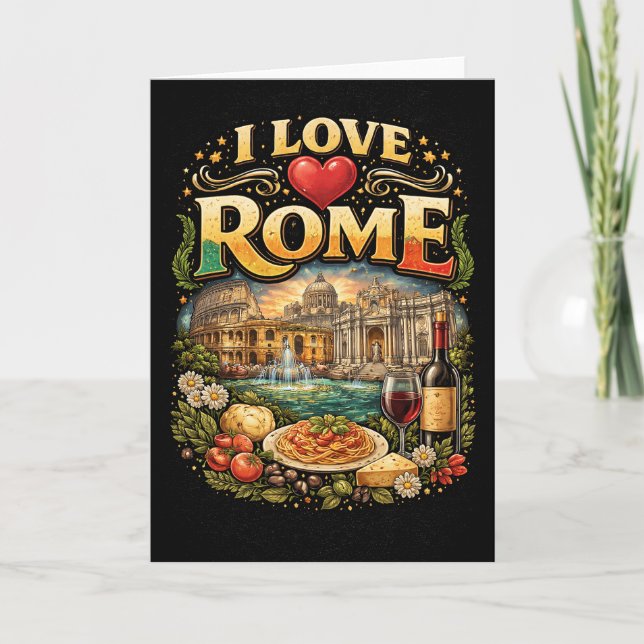 Cartão De Festividades Eu Amo Roma (Frente)