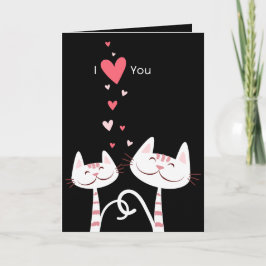 Cartão De Festividades Eu Amo-Te Gatos (Namorados preto)