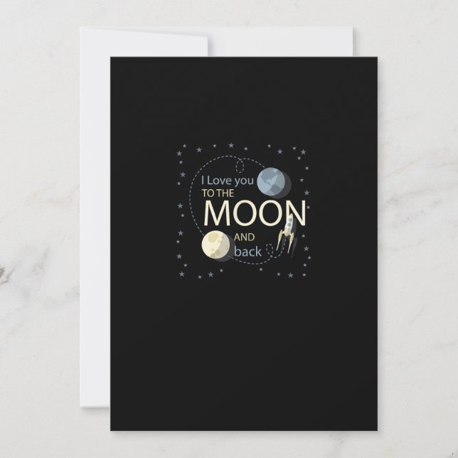 Cartão De Festividades Eu Amo Você Até a Lua e de Volta Design Sincero (Frente)