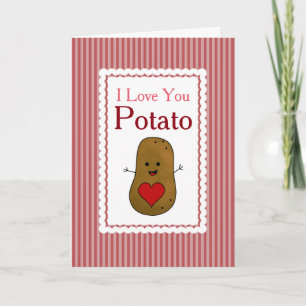 Cartão De Festividades Eu Amo Você Batata, Listras Rosas