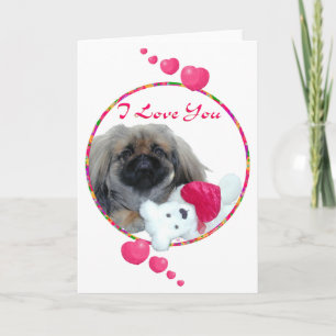 Cartão De Festividades Eu Amo Você Cachorrinho Pequinês