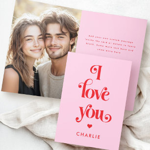 Cartão De Festividades Eu amo você elegante dia dos namorados rosa vermel