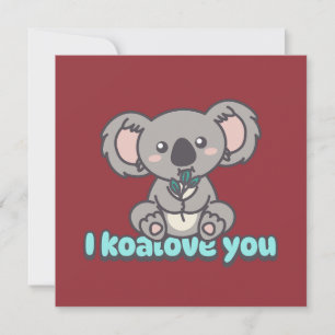 Cartão De Festividades Eu amo você pun do urso Koala