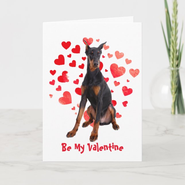 Cartão De Festividades Eu Au Au Amo Você Doberman Pinscher Cachorro Dia d (Frente)