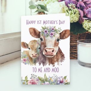 Cartão De Festividades Eu e a Vaca Fofa Dia das Mães da Mãe e do Bebê Vac